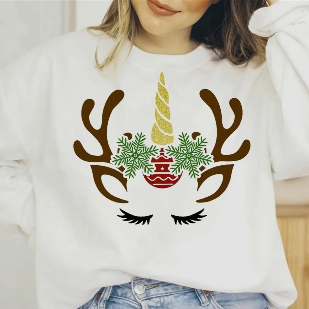 Christmas Unicorn Reindeer Graphic Tee