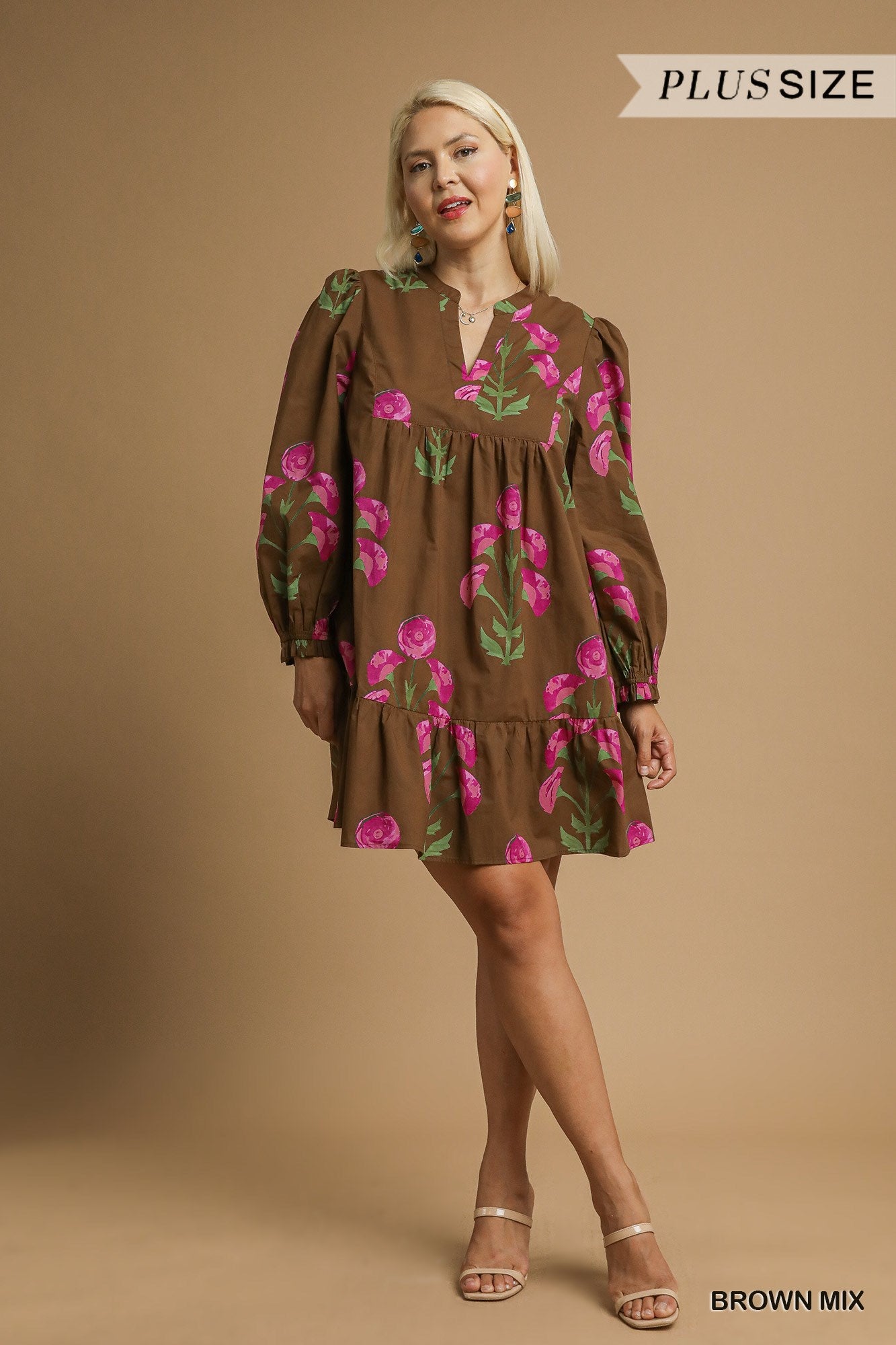 Brown Floral Babydoll dress