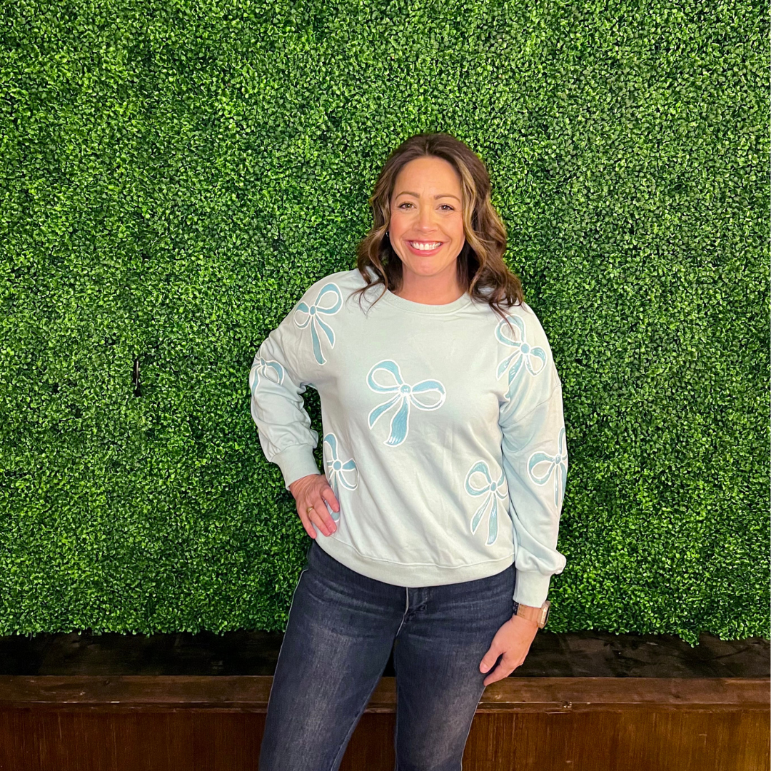 Beau Blue Sequined Bow Sweatshirt