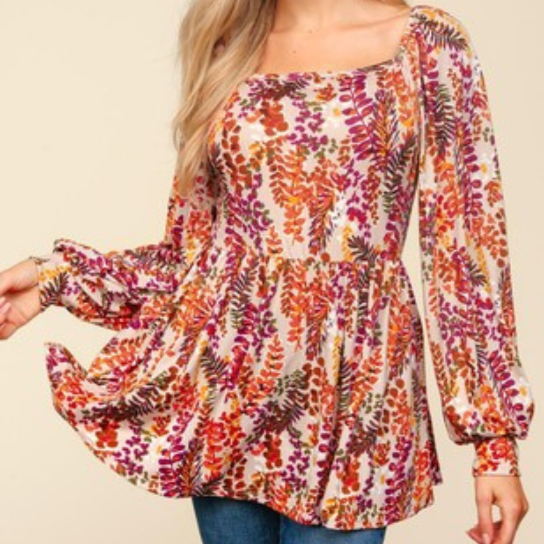 Taupe Vintage Floral Top