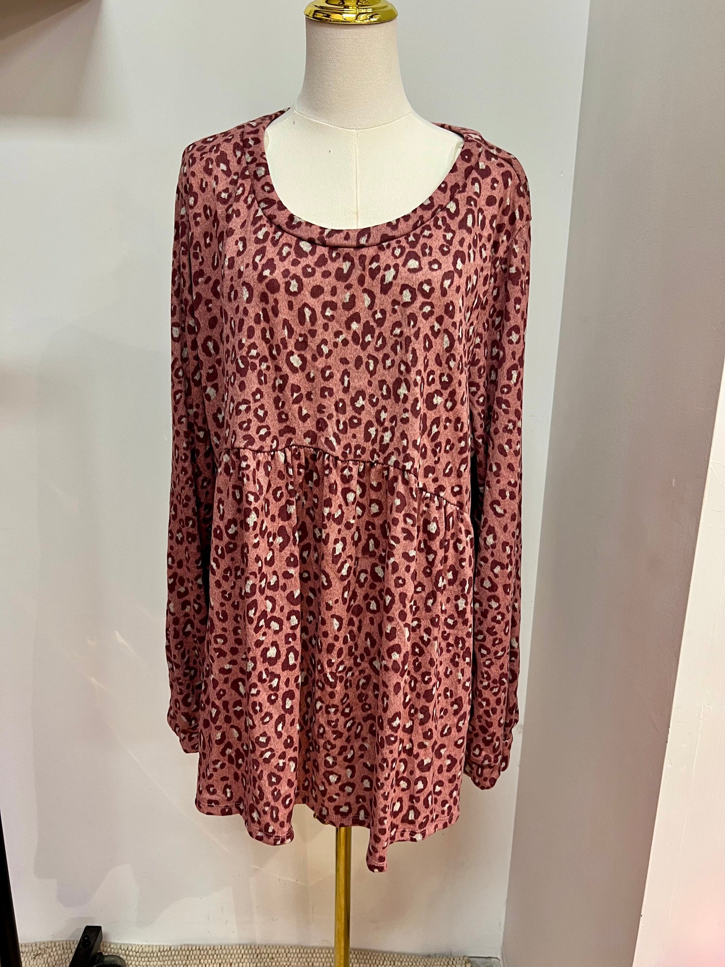 Pink Leopard Babydoll Top