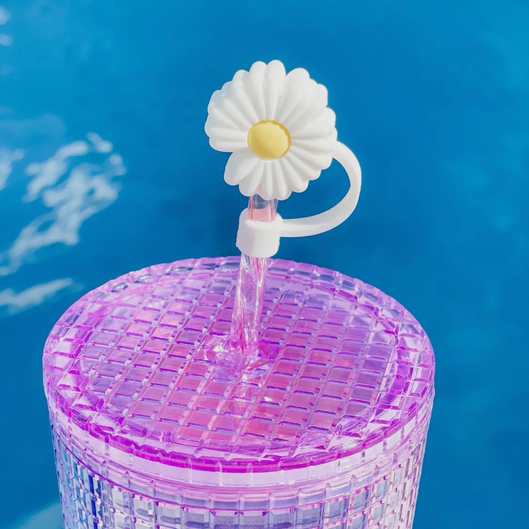 Large White Daisy Straw Topper