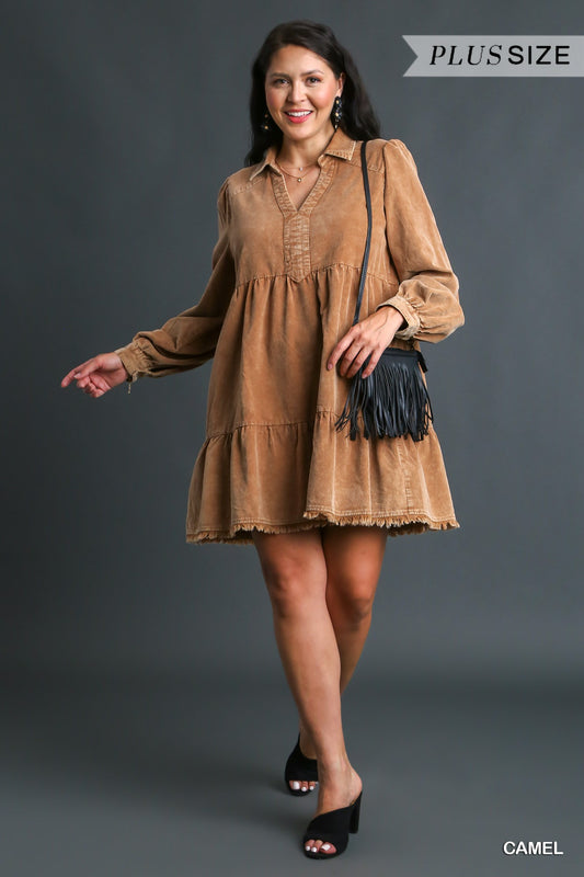 Camel Corduroy Dress