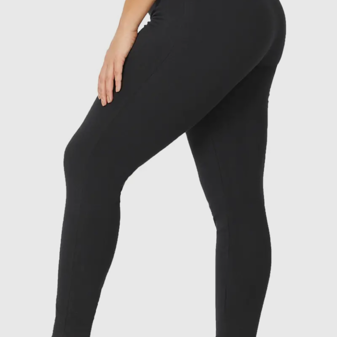 Black Plus Size Better Cotton Wide Waistband Full-Length Leggings