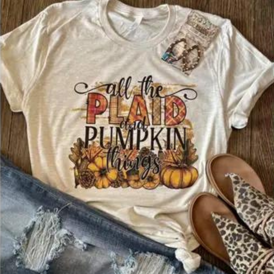 Plaid and Pumpkins Graphic Tee