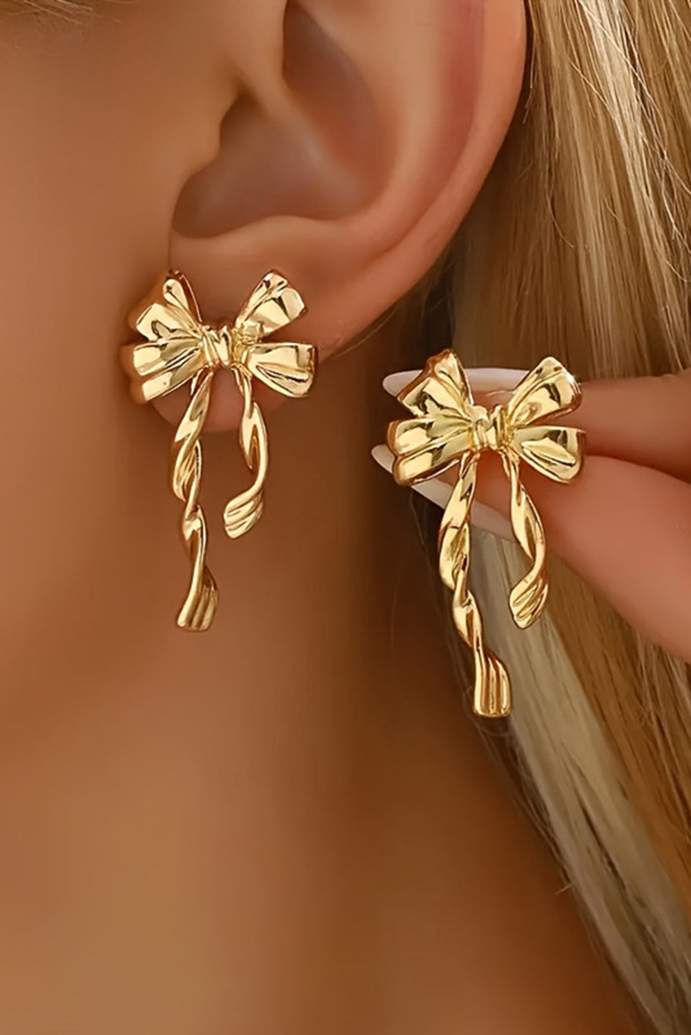 Gold Bow Stud Earrings