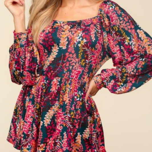 Hunter Green Vintage Floral Top