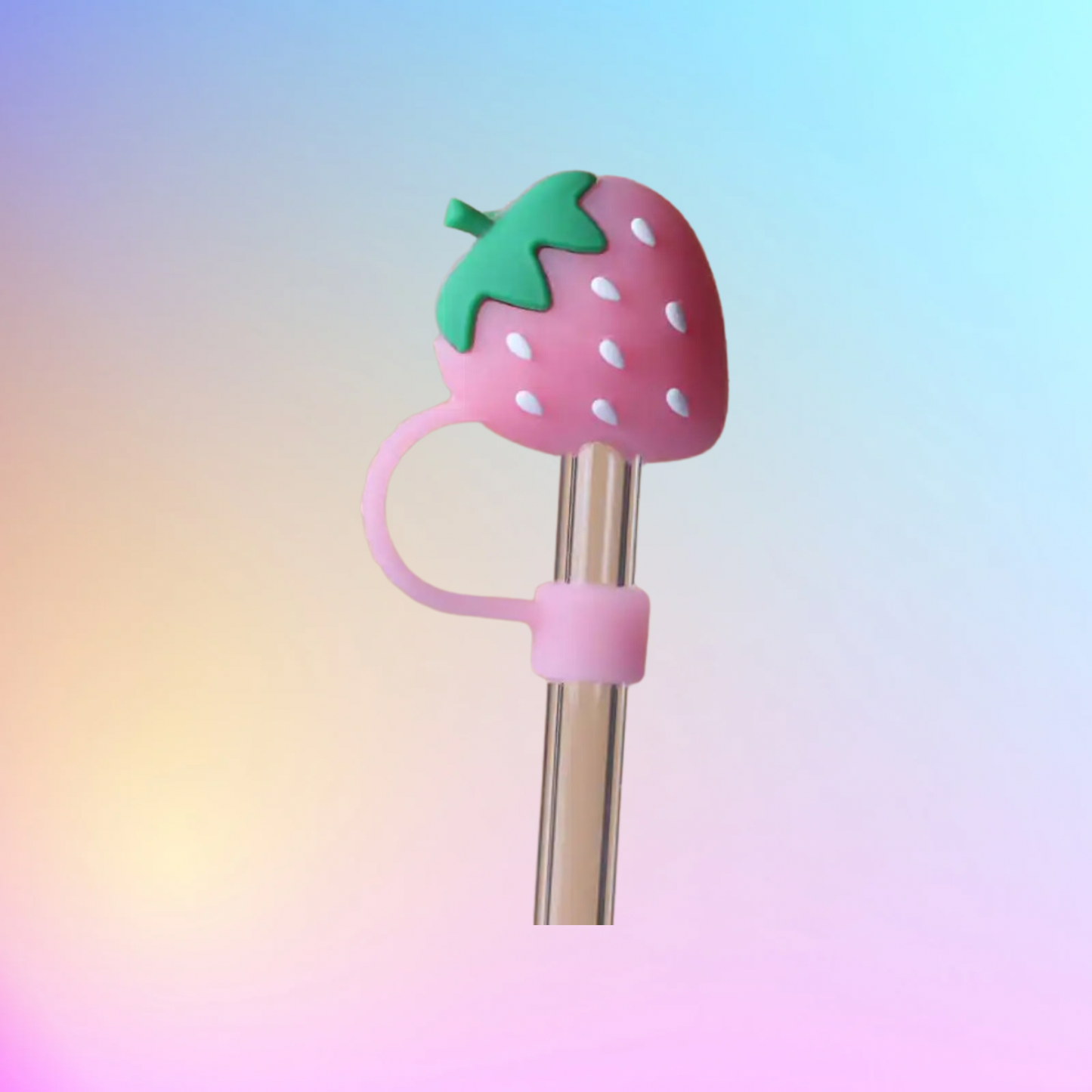 Pink Strawberry Straw Topper