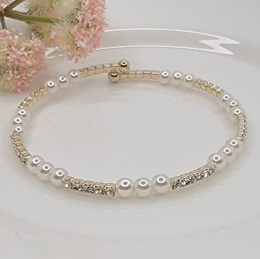 Pearl and Rhinestone Stackable Bracelet