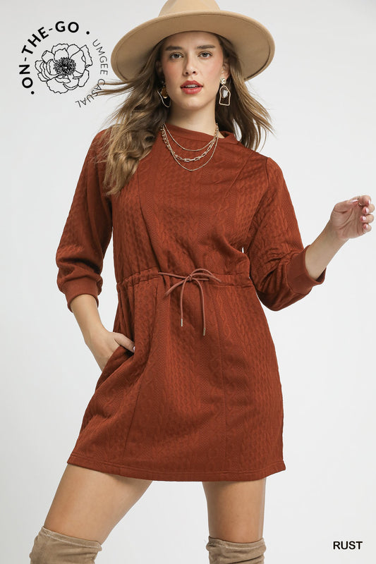 Rust Sweater Dress with Pockets