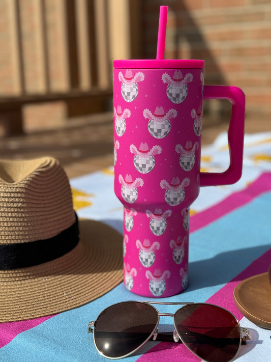 40 oz Hot Pink Disco Cowgirl Tumbler