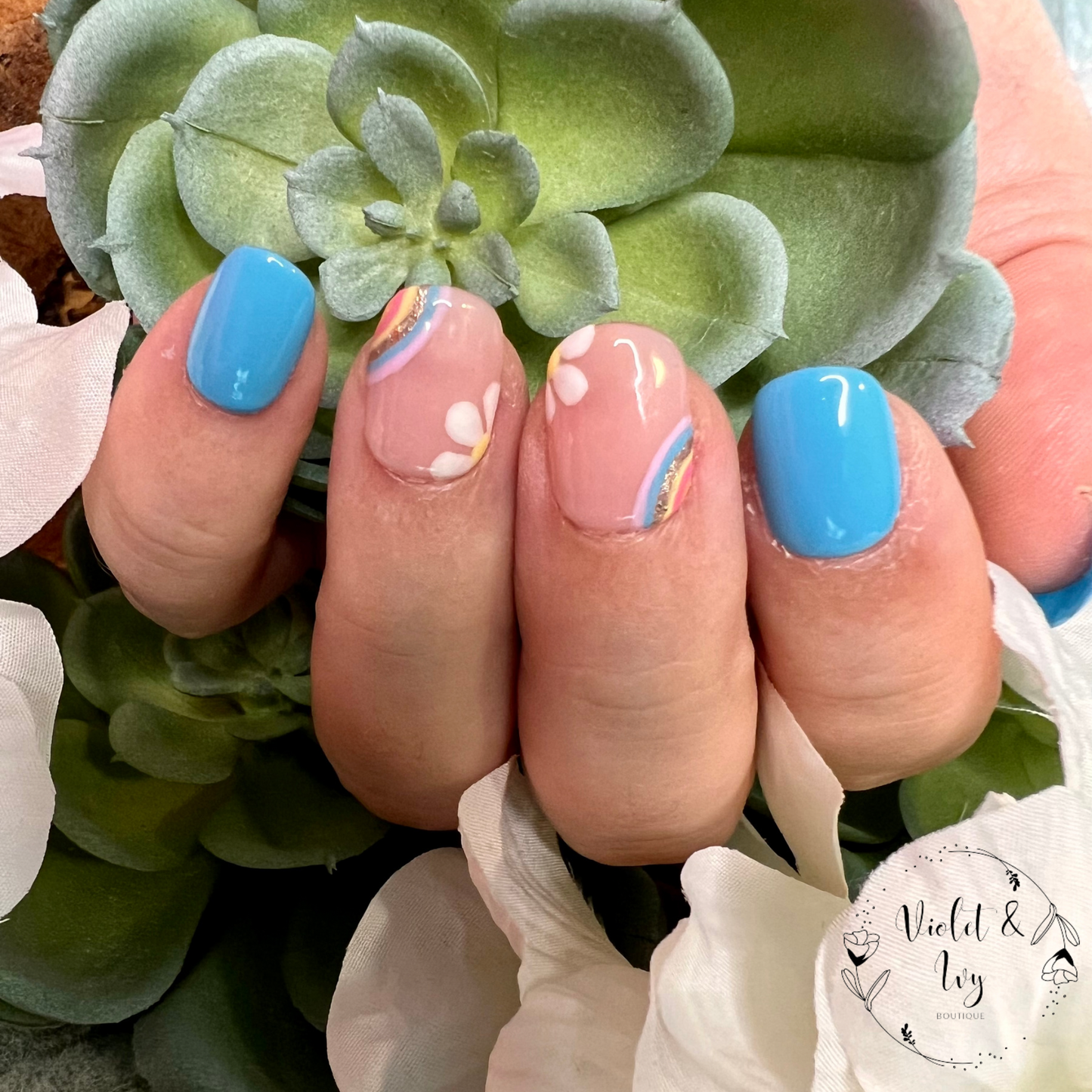 Rainbows and Daisies Nails